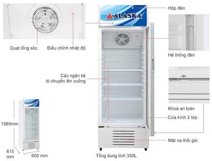 Tủ mát Alaska LC-533H có thiết kế đơn giản, tinh tế