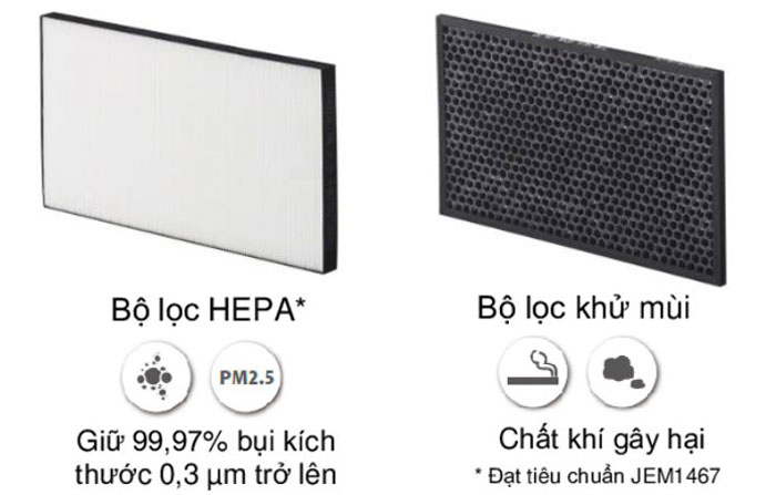 Máy lọc không khí Sharp FP-J50V-H, màng lọc Hepa