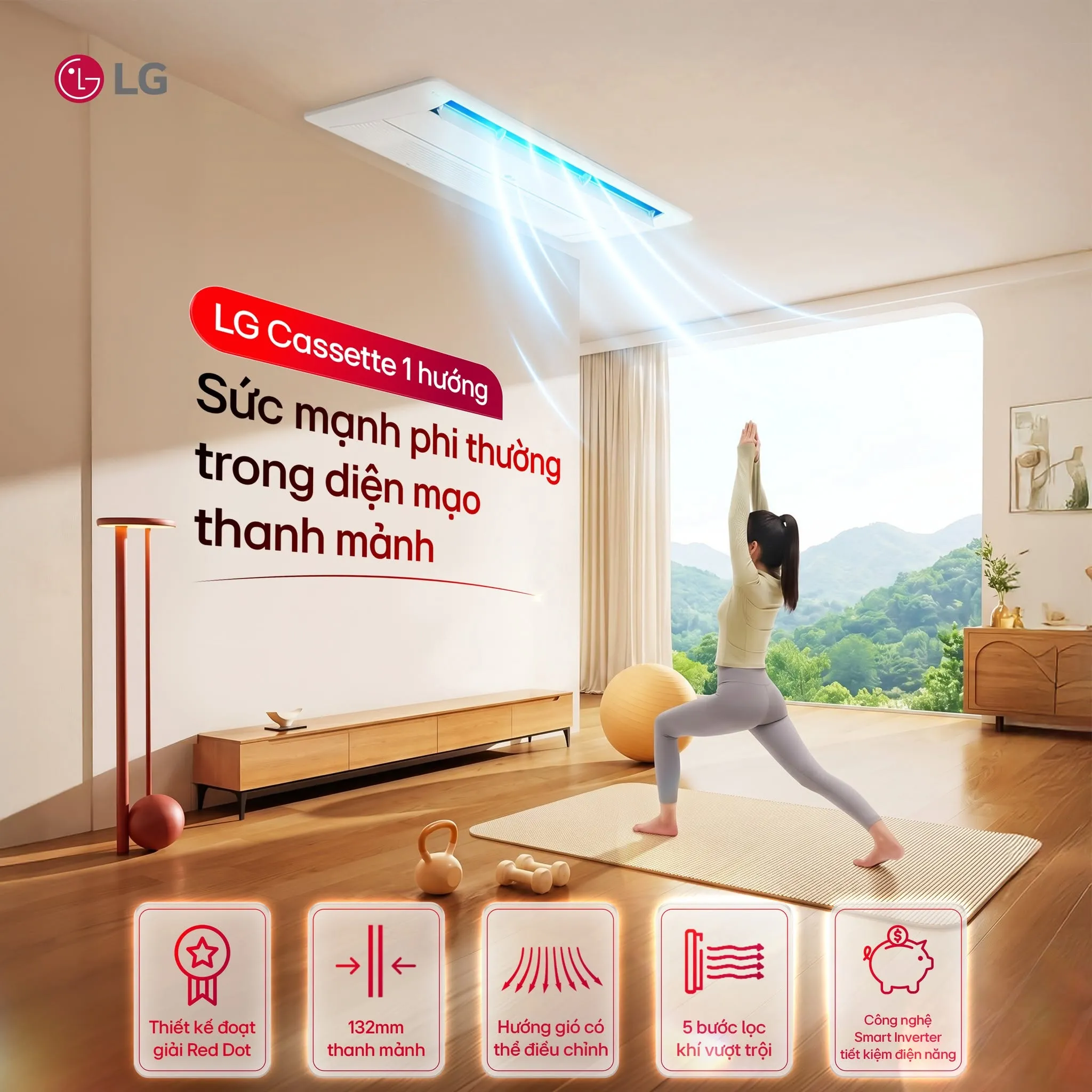 Luồng gió trải rộng và khí lạnh dễ chịu