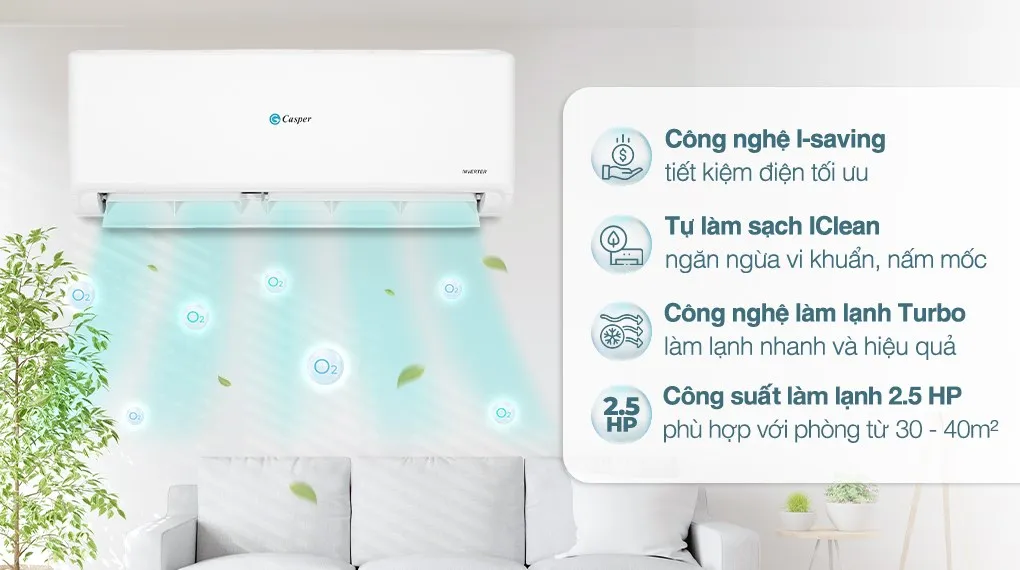 Điều hòa Casper 24000 BTU GC-24IS35 inverter 1 chiều 