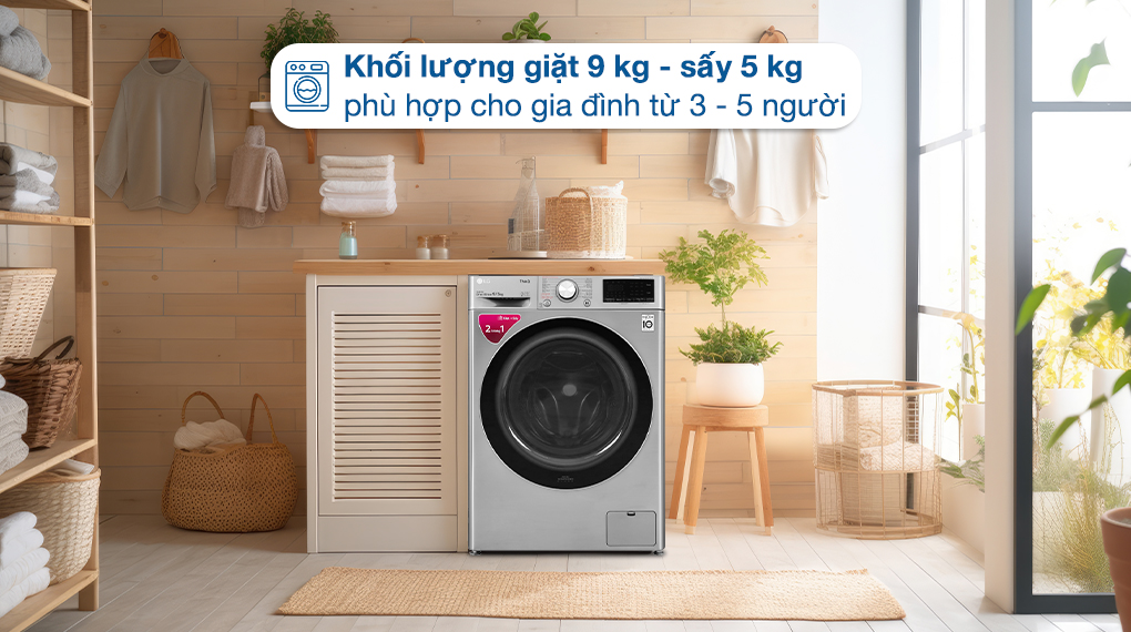 máy giặt LG 9 kg FV1409G4V sấy 5 kg 