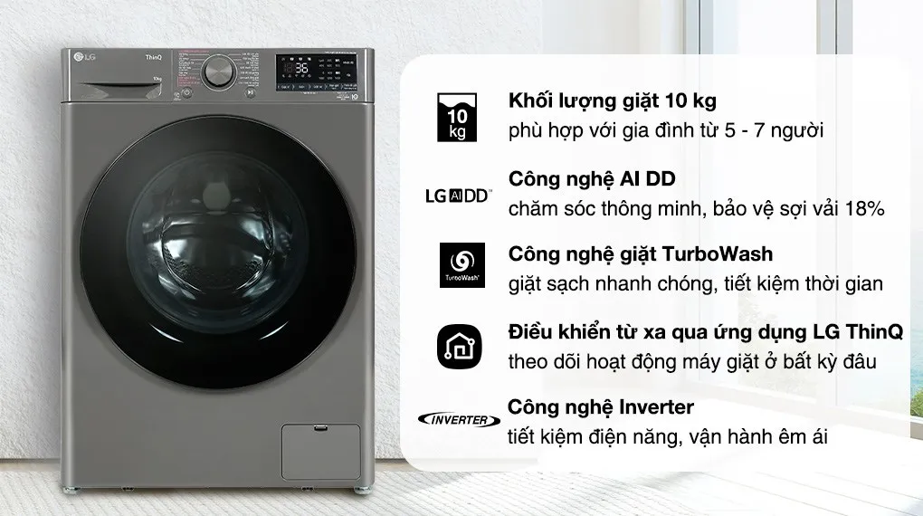 máy giặt LG 10 kg FV1410S4M1
