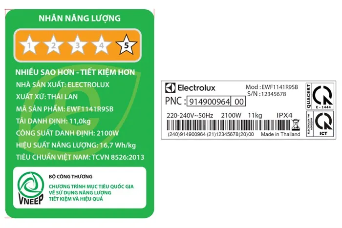 Máy giặt Electrolux 11kg EWF1141R9SB