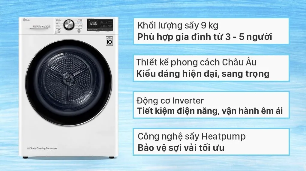 Máy sấy LG 9kg DVHP09W