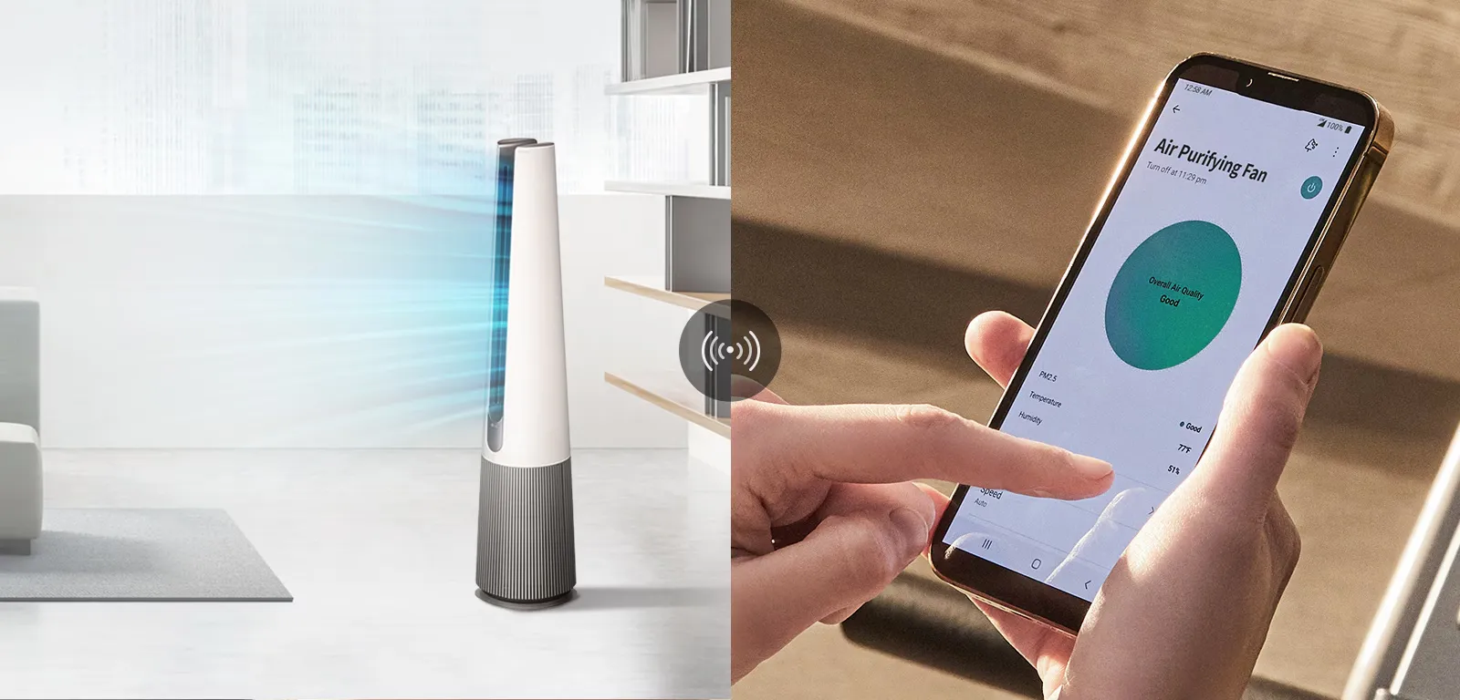 Quạt lọc không khí LG FS15GPGF0 PuriCare AeroTower xanh lá