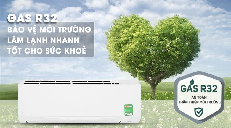 Tổng kho điều hòa, điện máy miền Bắc tại Hà Nội Daikin FTKZ35VVMV sử dụng Gas R32 thân thiện môi trường