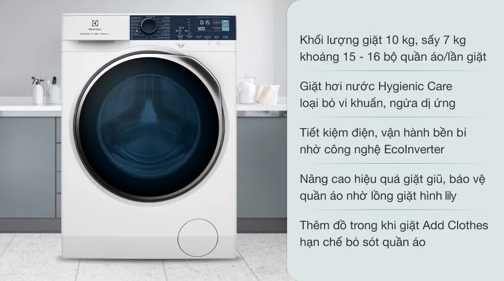 Máy giặt sấy Electrolux 10/7 kg EWW1024P5WB
