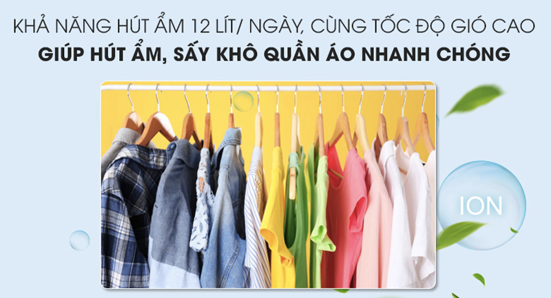 Máy lọc không khí Sharp DW-D12A-W,sấy khô quần áo