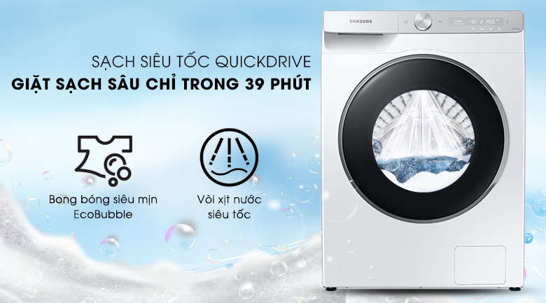 Máy giặt Samsung WW90TP44DSH/SV , giặt sạch 39 phút