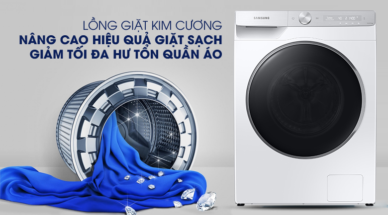 Máy giặt Samsung WW90TP44DSH/SV, lồng giặt kim cương