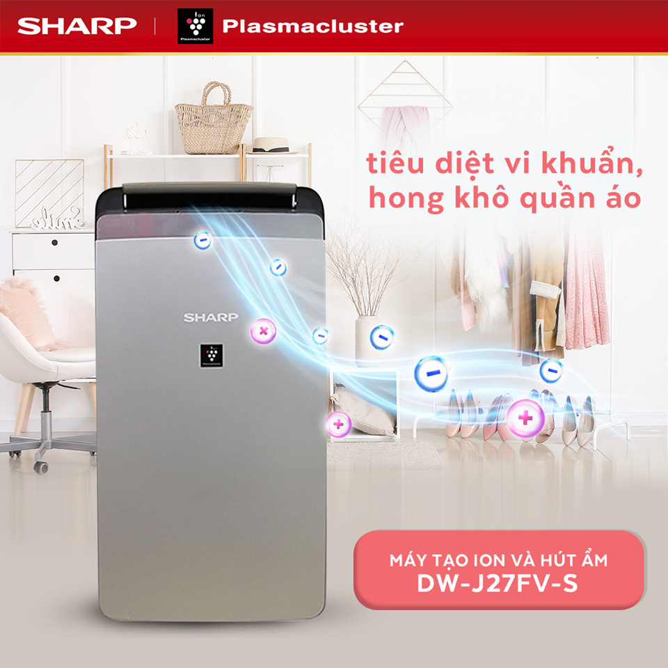 Máy lọc không khi kết hợp hút ẩm Sharp DW-J27FV-S