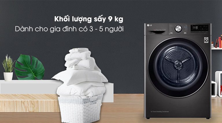 khối lượng sấy 9 kg DVHP09B