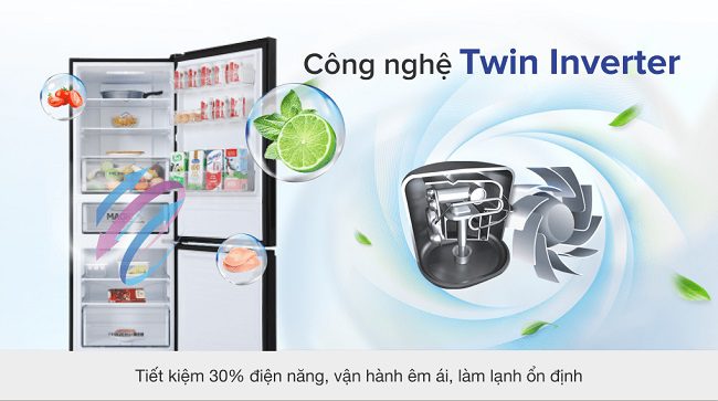 Tủ lạnh Aqua ngăn đông dưới 292 lít AQR-B348MA FB, tiết kiệm điện hiệu quả 