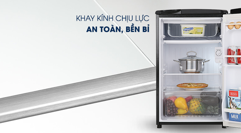 Tủ lạnh Aqua 90 lít AQR-D99FA(BS), kính chịu lực an toàn