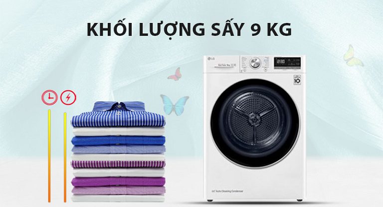 DVHP09W khôí lượng giặt 9kg