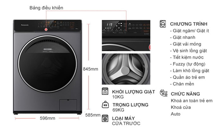 Máy Giặt Sấy Panasonic Inverter 10 kg NA-V10FC1LVT