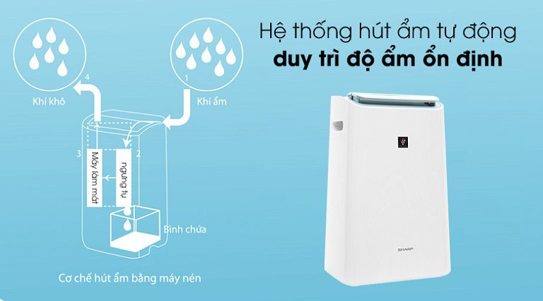 thinh-phat-Máy lọc không khí Sharp DW-E16FA-W tạo ẩm