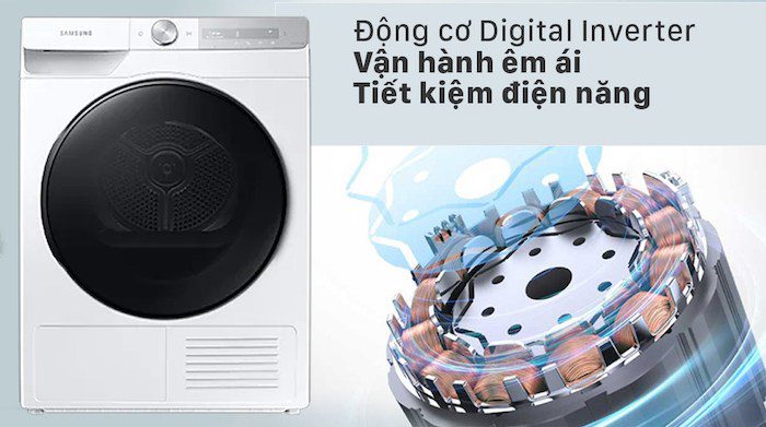 Máy Sấy Bơm Nhiệt Samsung DV90T7240BH/SV Inverter tiết kiệm điện