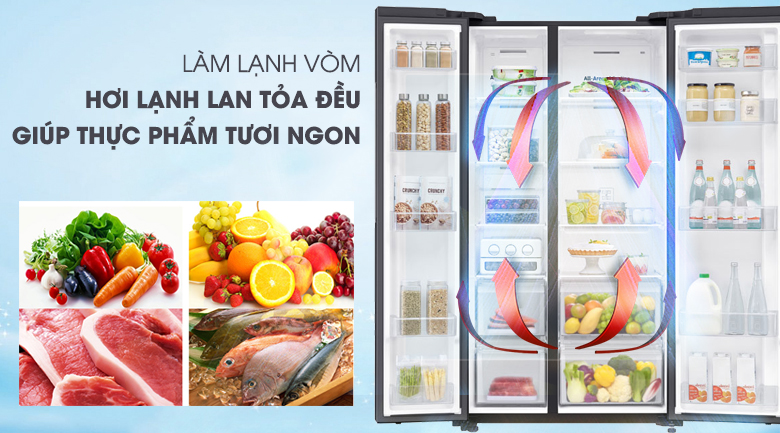 Tủ lạnh Samsung RS62R5001B4/SV 680L Side by side, làm lạnh vòm