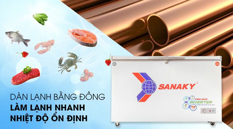 dàn lạnh bằng đồng Tủ đông Sanaky VH-6699W3 