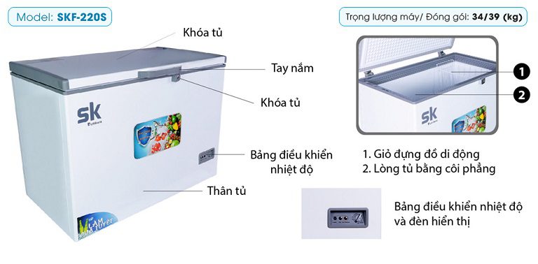 Tủ đông Sumikura SKF-220S cấu tạo