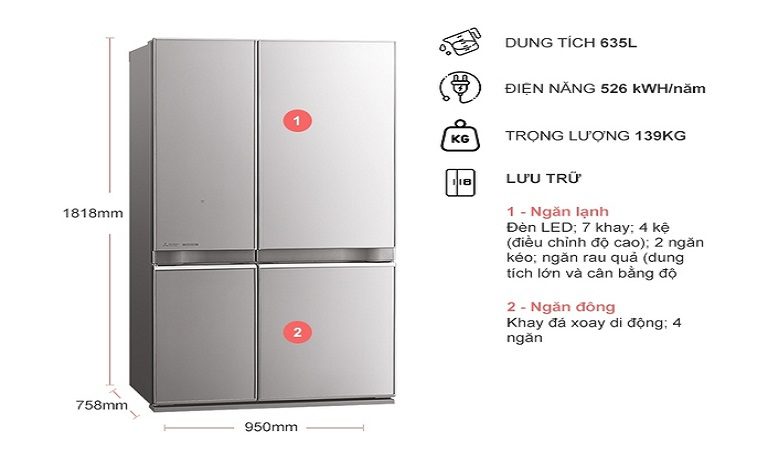 thinh-phat-Tủ lạnh Mitsubishi MR-LA78ER-GSL inverter