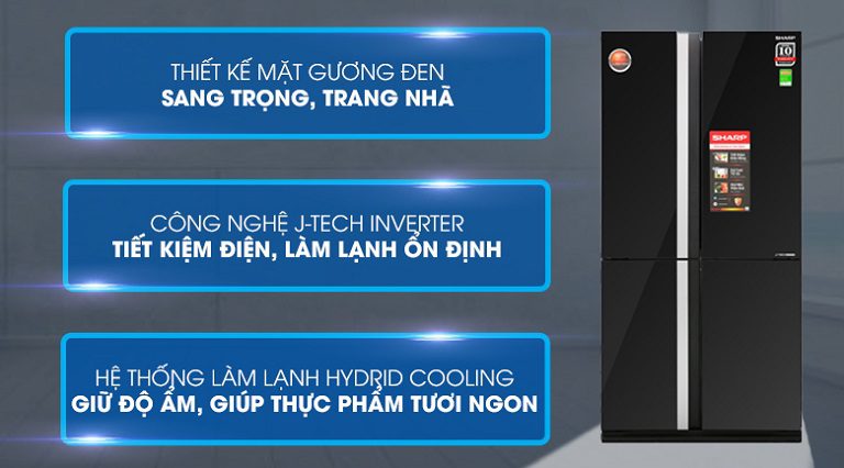 thinh-phat-Tủ lạnh Sharp SJ-FX688VG-BK side by side