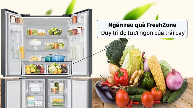 Tủ lạnh Samsung Inverter 488L 4 cửa RF48A4010B4/SV, ngăn rau quả giữ ẩm