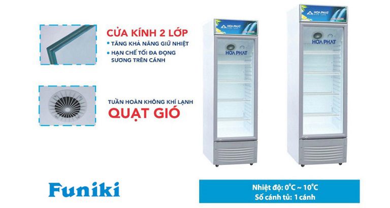 thinh-phat-Tủ mát Hòa Phát HSC 700F1R1 cửa kính 2 lớp