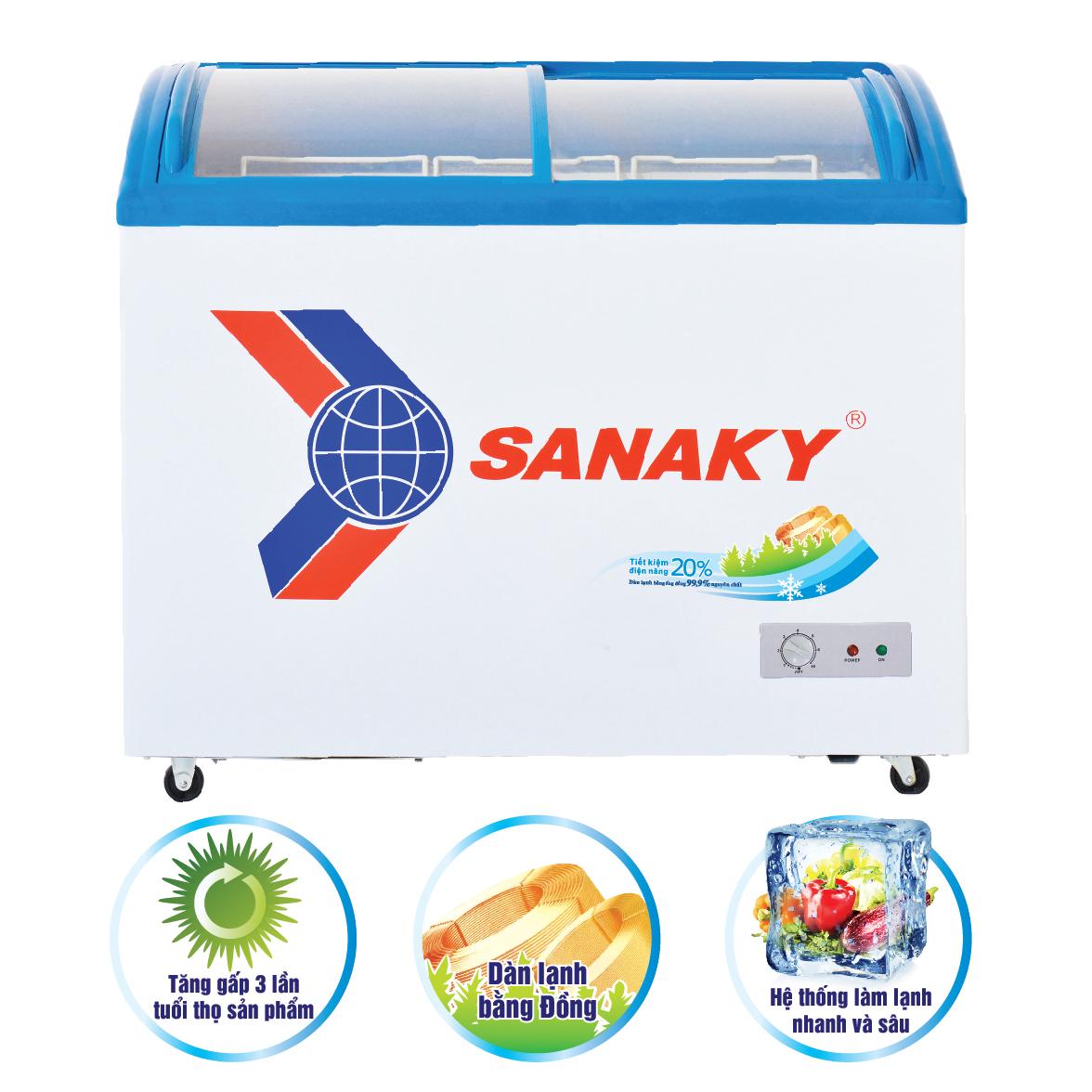 Tủ Đông Sanaky Mặt Kính Cong 300 Lít VH-3899K