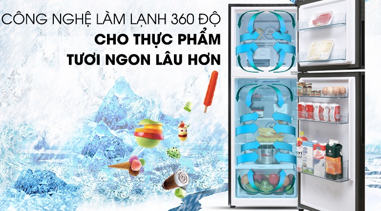 Tủ lạnh Aqua Inverter 235 lít AQR-IG248EN, làm lạnh 360 độ