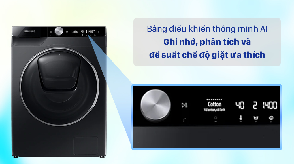 Máy giặt Samsung WW10TP54DSB/SV, bảng điều khiển thông minh 