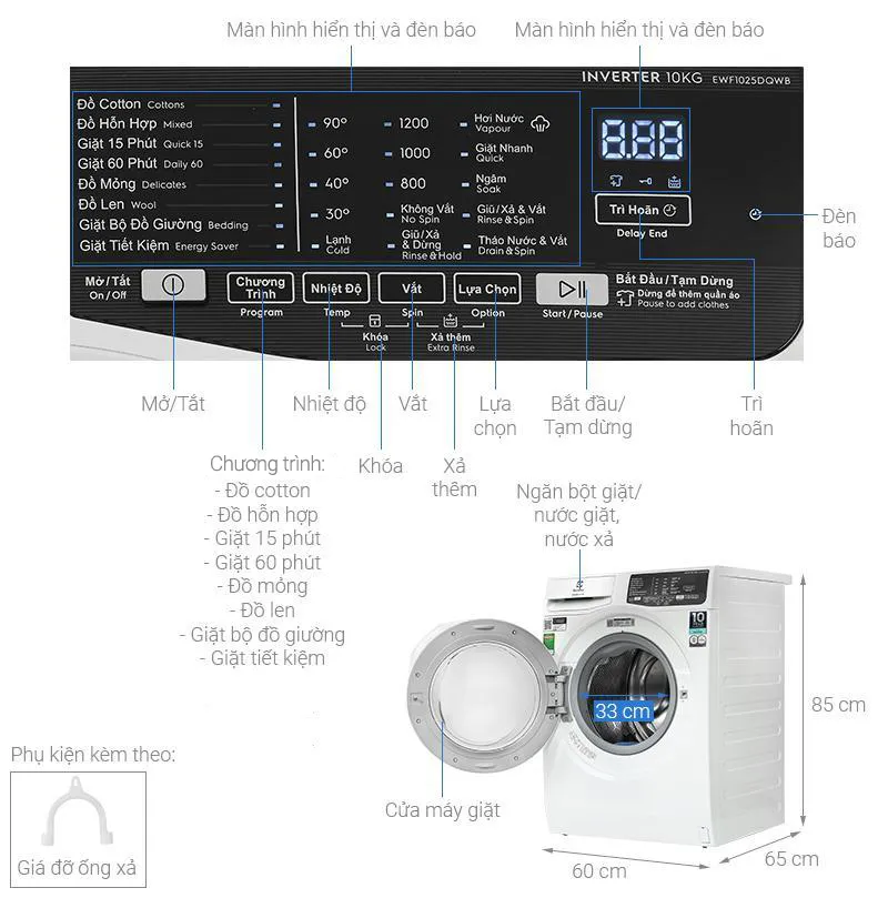 Máy giặt Electrolux EWF1025DQWB 10kg