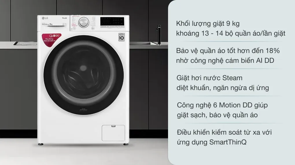 Máy giặt LG 9 kg FV1409S4W