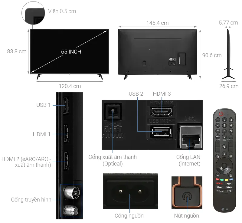 Tivi LG 4K 65 inch 65UT8050PSB