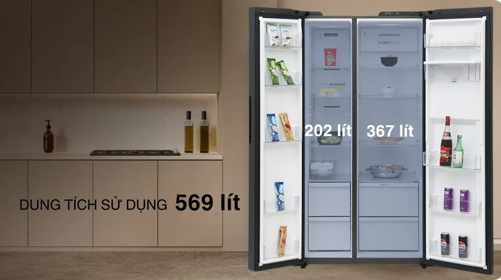 Tủ lạnh Aqua AQR-S633XA(WSL) 569 lít Inverter