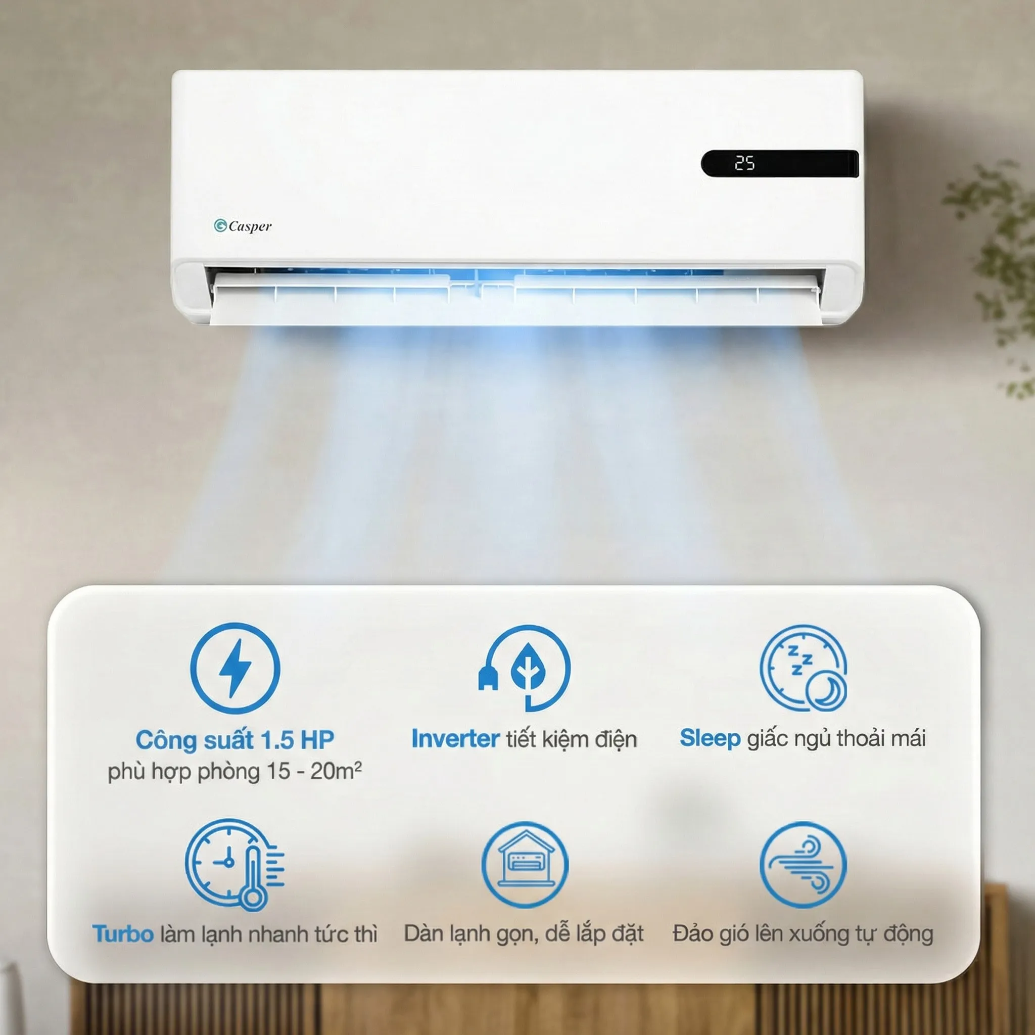 Điều hòa casper 1.5 hp inverter GC-12IB36