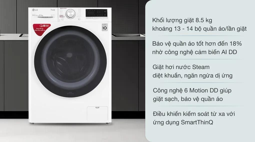 Máy giặt LG 8.5 kg cửa ngang FV1408S4W