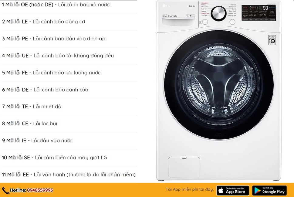 mã lỗi máy giặt LG