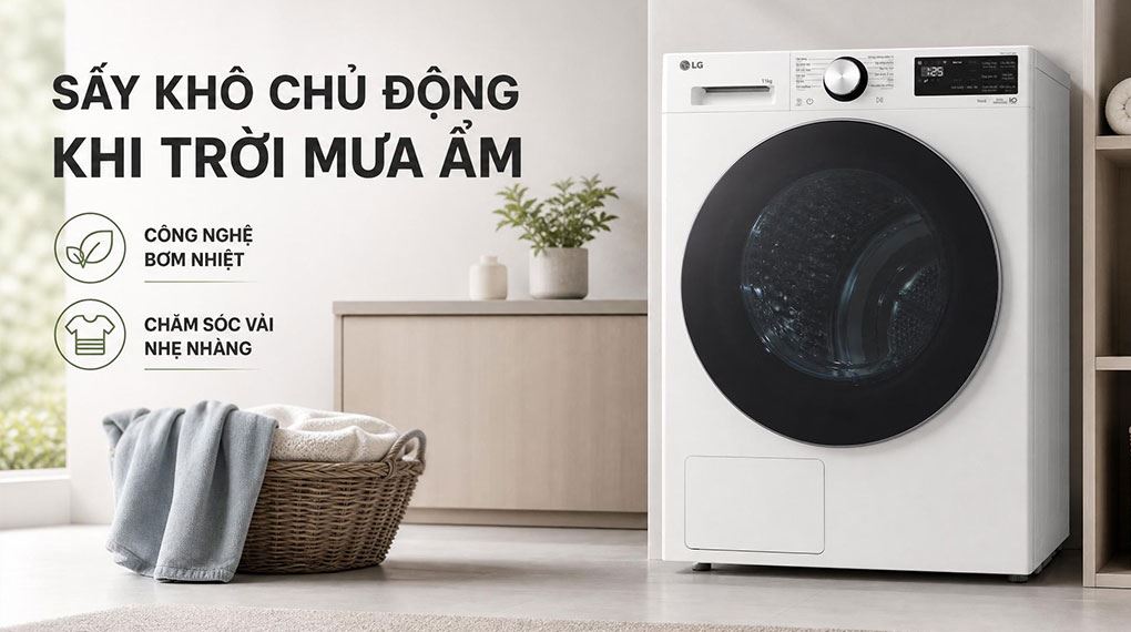 Máy sấy bơm nhiệt LG 11 kg RX11VHP5W