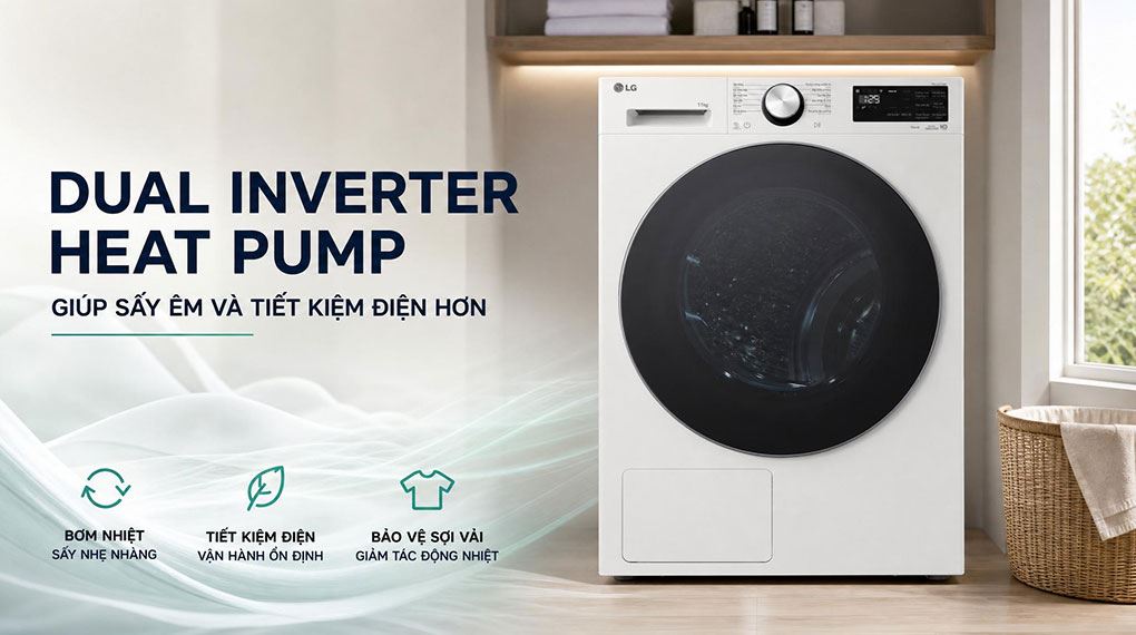 Máy sấy bơm nhiệt LG 11 kg RX11VHP5W