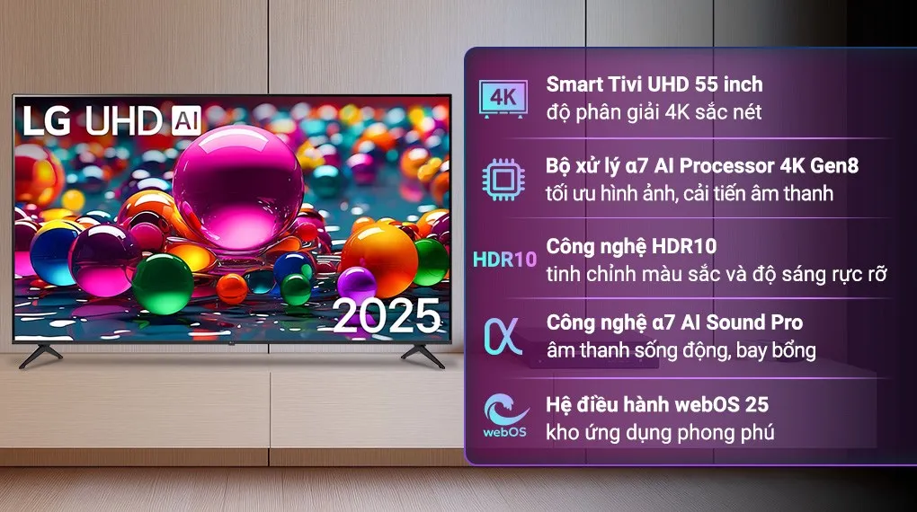 TV chuyên dụng LG UHD AI 4K 55 inch 55UA841CPSA